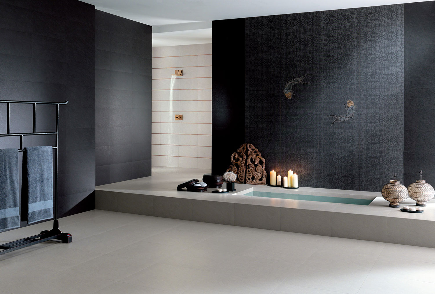 Carrelage Noir Salle De Bain Mur