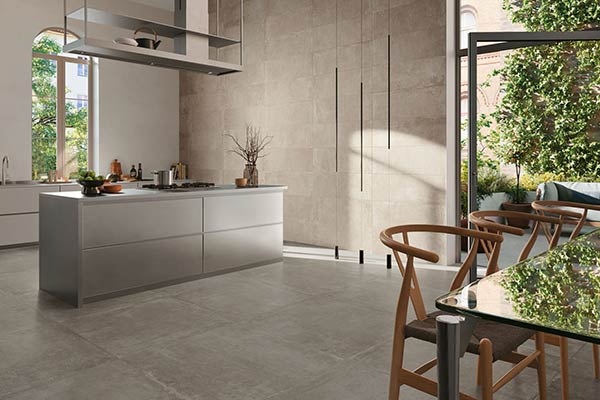 carrelage beige gris cuisine