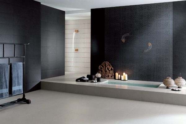 Carrelage noir bain