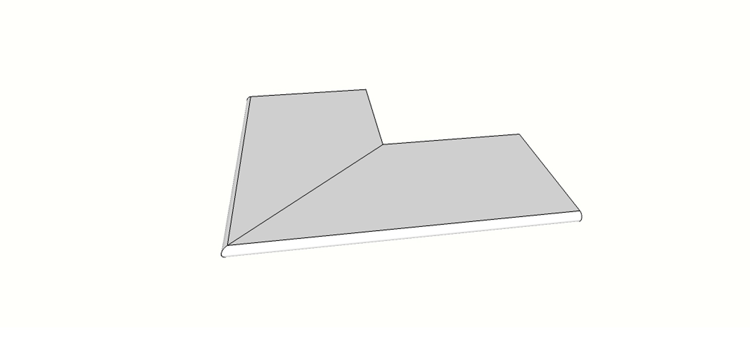 Margelle bord évasé arrondi (1/4 rond) angle int. complet (2 pièces) <span style="white-space:nowrap;">30x60 cm</span>   <span style="white-space:nowrap;">ép. 20mm</span>