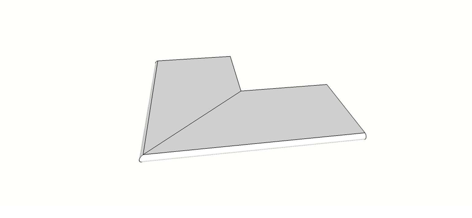 Margelle bord évasé arrondi (1/2 rond) angle int. complet (2 pièces) <span style="white-space:nowrap;">30x60 cm</span>   <span style="white-space:nowrap;">ép. 20mm</span>