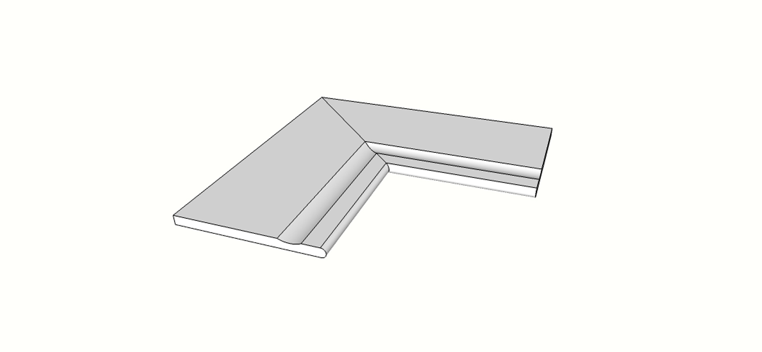 Margelle évasé bord rectiligne angle int. complet (2 pièces) <span style="white-space:nowrap;">30x60 cm</span>   <span style="white-space:nowrap;">ép. 20mm</span>