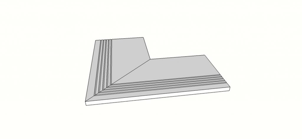 Margelle bord évasé arrondi (1/2 rond) angle ext. complet (2 pièces) <span style="white-space:nowrap;">30x60 cm</span> &nbsp; <span style="white-space:nowrap;">ép. 20mm</span>