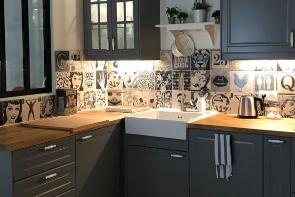 Indigo keuken in industriële stijl