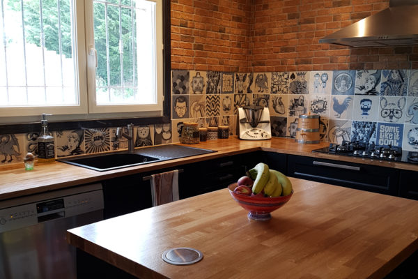 Indigo keuken in industriële stijl