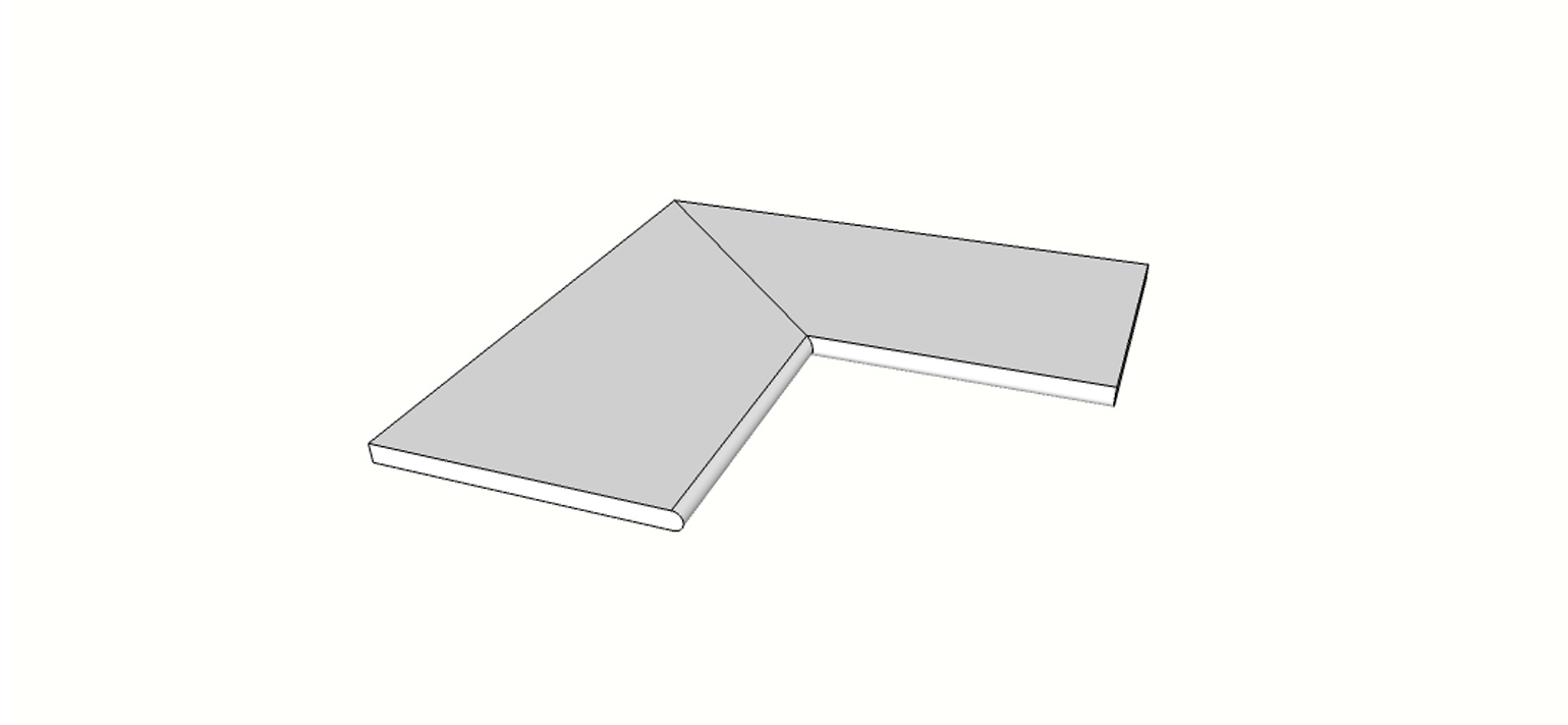 Afgeronde randtegel (1/2 rond) volledige binnenhoek (2 stuks) <span style="white-space:nowrap;">60x120 cm</span>   <span style="white-space:nowrap;">ép. 20mm</span>