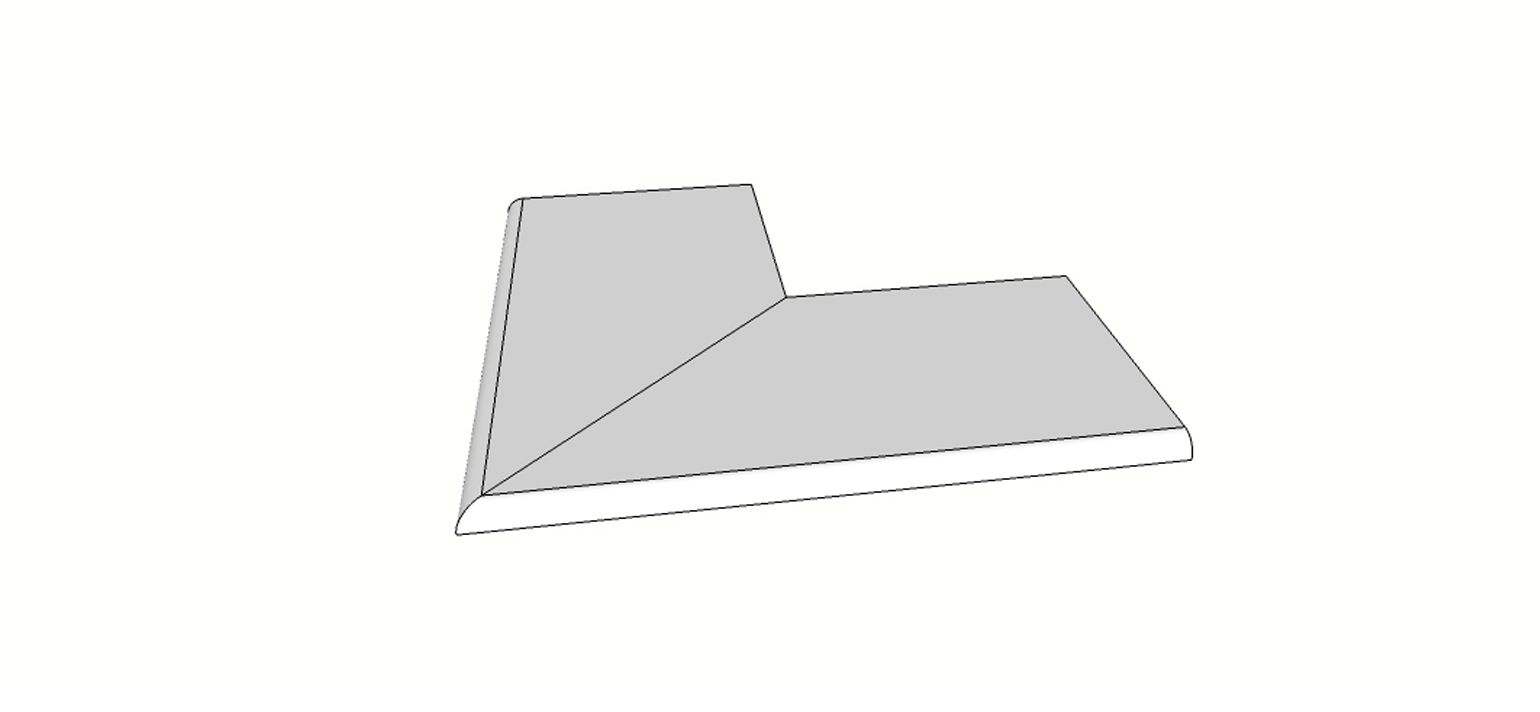 Afgeronde randtegels (1/4 rond) volledige buitenhoek (2 stuks) <span style="white-space:nowrap;">30x60 cm</span>   <span style="white-space:nowrap;">ép. 20mm</span>