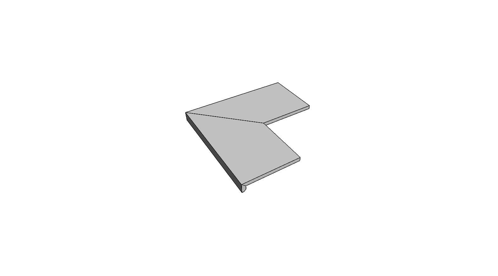 L-rand randtegel aflopend gelijmd volledige buitenhoek (2 stuks) <span style="white-space:nowrap;">30x120 cm</span>   <span style="white-space:nowrap;">ép. 20mm</span>
