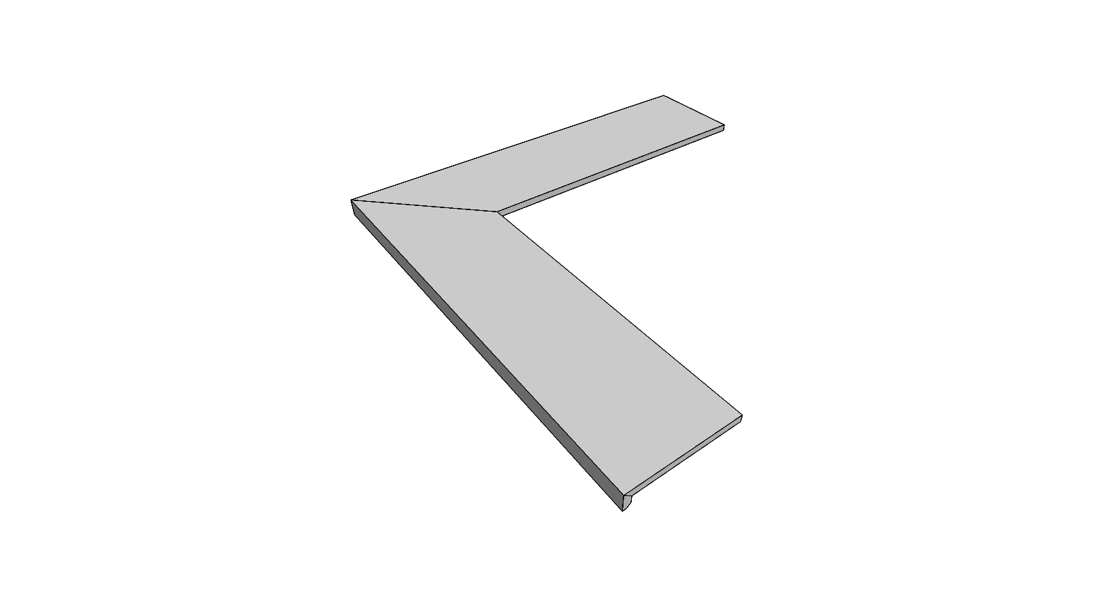 L-rand randtegel aflopend gelijmd volledige buitenhoek (2 stuks) <span style="white-space:nowrap;">60x120x5 cm</span>   <span style="white-space:nowrap;">ép. 20mm</span>