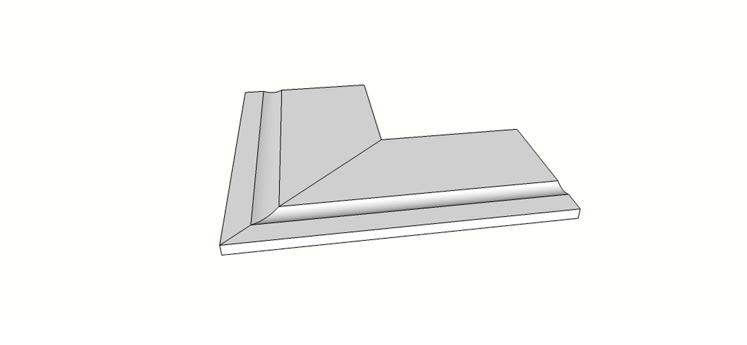 Afgeronde randtegel (1/4 rond) volledige binnenhoek (2 stuks) <span style="white-space:nowrap;">30x60 cm</span>   <span style="white-space:nowrap;">ép. 20mm</span>