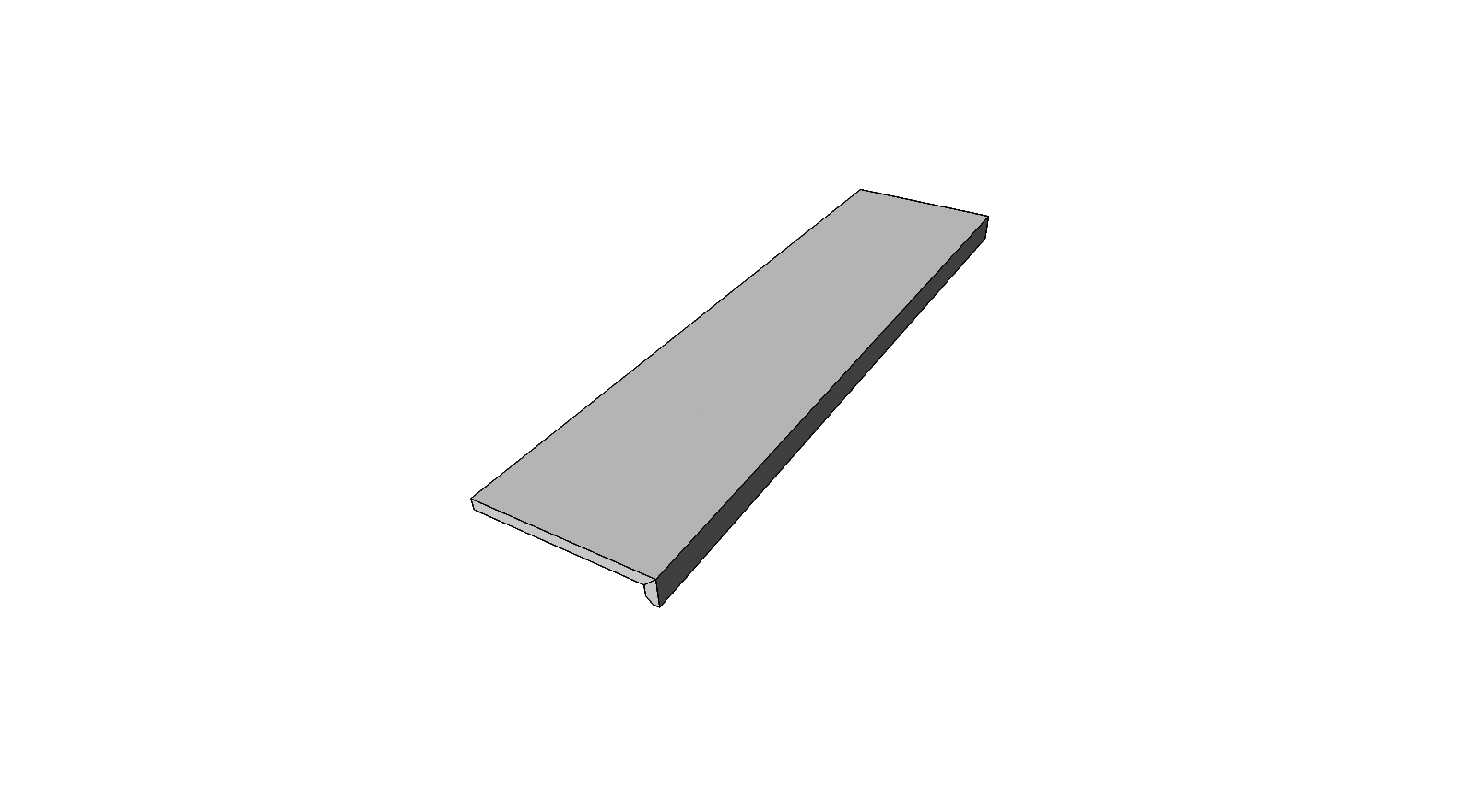 L-rand randtegel aflopend gelijmd <span style="white-space:nowrap;">30x60x5 cm</span>   <span style="white-space:nowrap;">ép. 20mm</span>