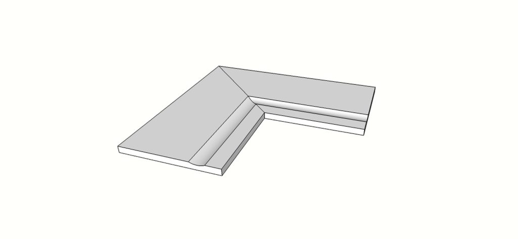Afgeronde uitlopende randtegels (1/4 rond) volledige binnenhoek (2 stuks) <span style="white-space:nowrap;">30x60 cm</span> &nbsp; <span style="white-space:nowrap;">ép. 20mm</span>
