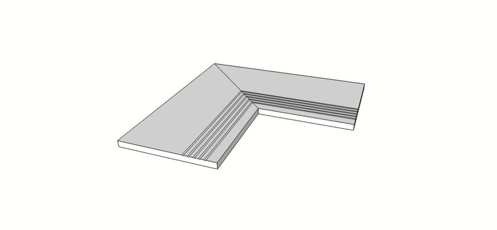 Antislip randtegel met rechte rand, volledige binnenhoek (2 stuks) <span style="white-space:nowrap;">30x60 cm</span> &nbsp; <span style="white-space:nowrap;">ép. 20mm</span>