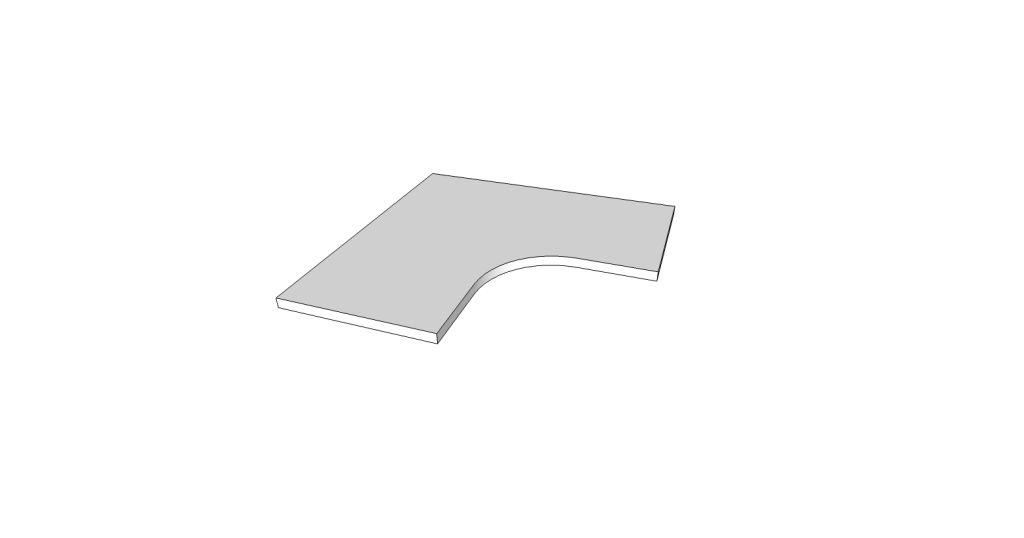 Kromlijnige hoek rechte rand R15 <span style="white-space:nowrap;">60x60 cm</span> &nbsp; <span style="white-space:nowrap;">ép. 20mm</span>